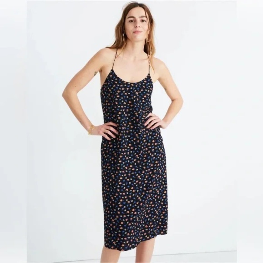Madewell Black Floral Midi Dress